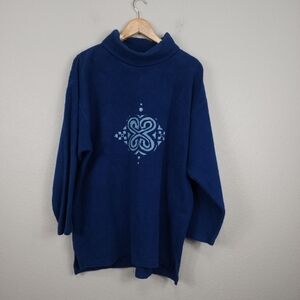 Benger Y2K Pullover Blue Fleece Mock Neck Size 42
